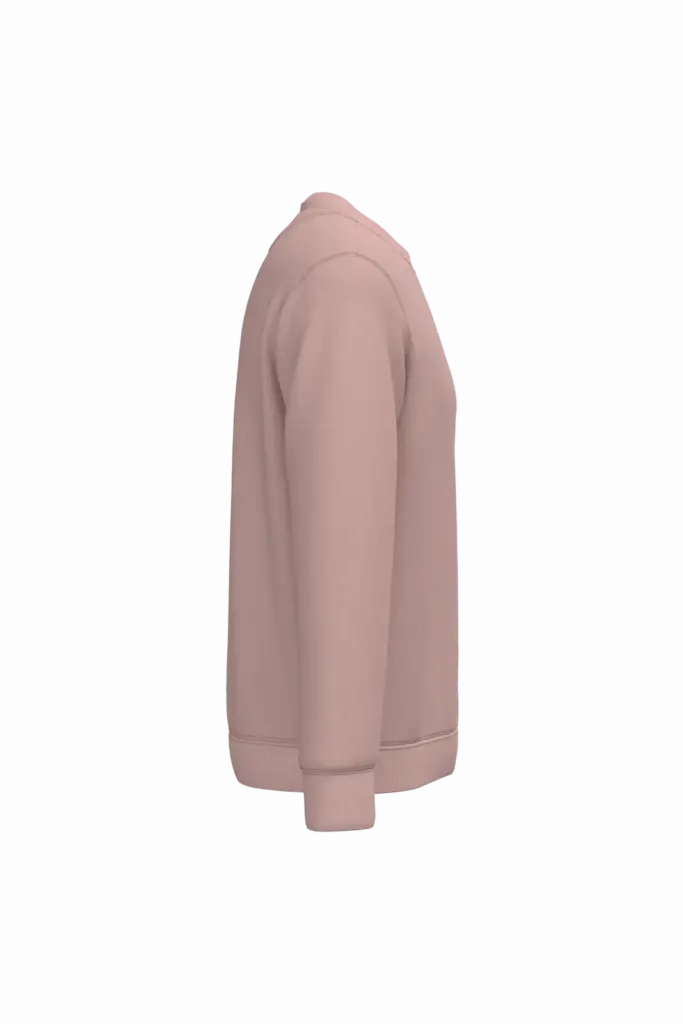 Ecologische uniseks sweater met ronde hals, petal rose — productfoto 34