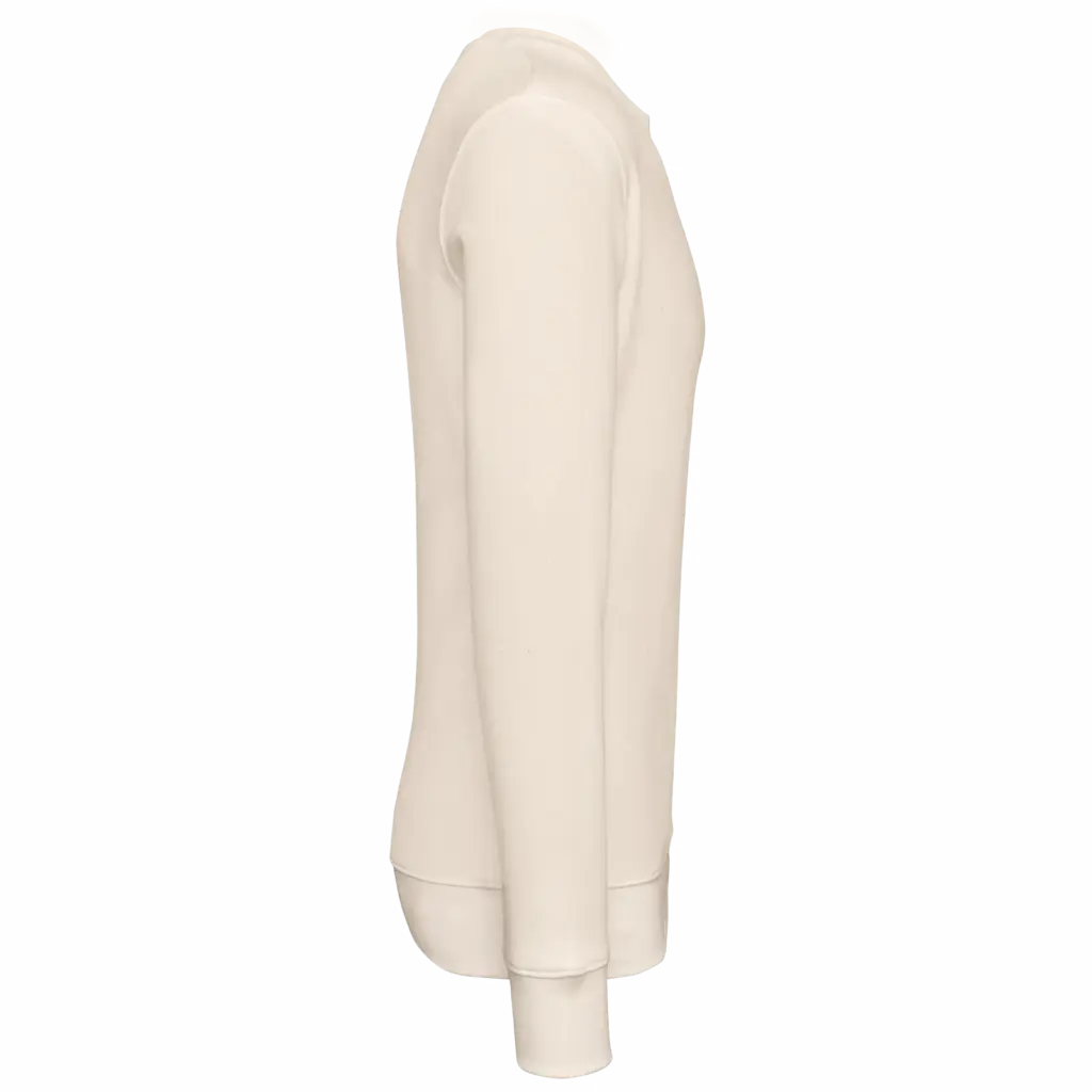 Ecologische uniseks sweater met ronde hals, raw natural — productfoto 37