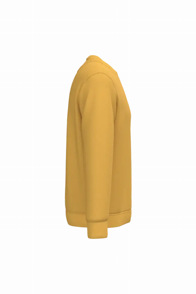 Ecologische uniseks sweater met ronde hals, sun yellow — productfoto 40