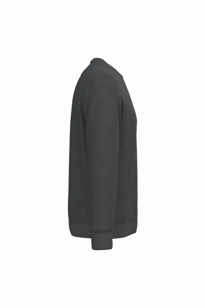 Ecologische uniseks sweater met ronde hals, volcano grey heather — productfoto 42