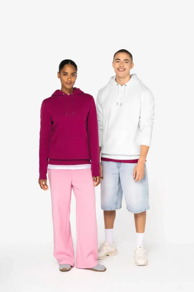 NS401-18_2025 - Hidalgo-werbeartikel Ecologische uniseks sweater met capuchon — productfoto 2