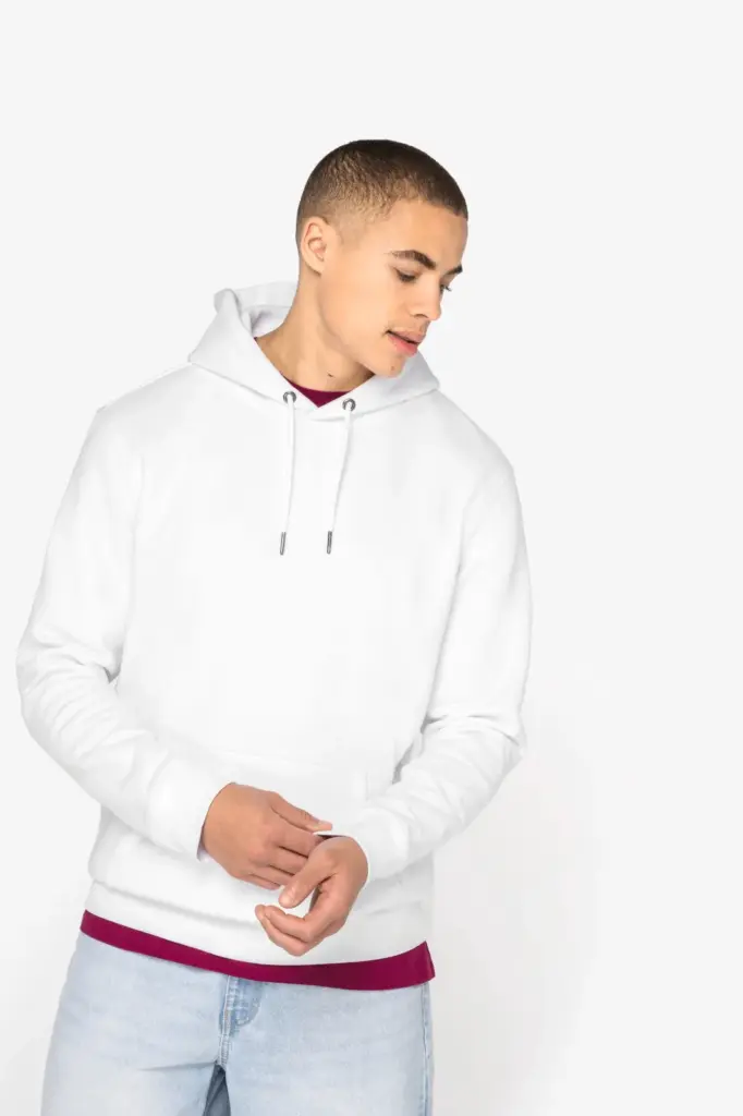 NS401-13_2025 - Hidalgo-werbeartikel Ecologische uniseks sweater met capuchon — productfoto 3