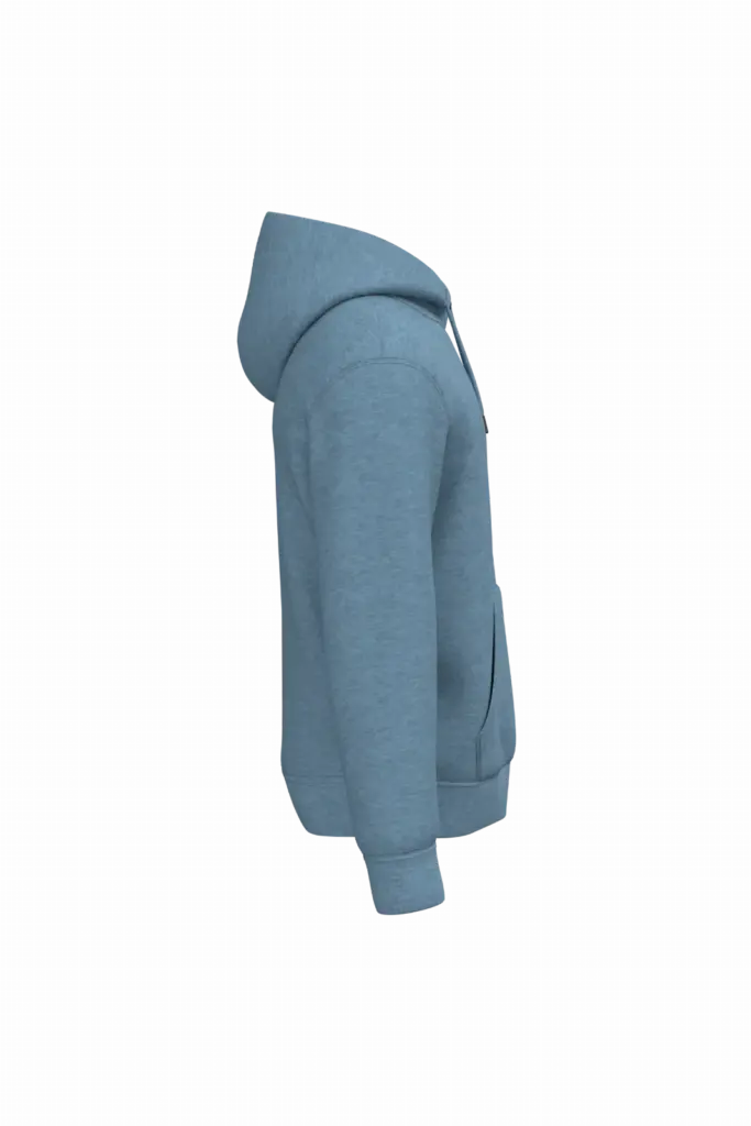 PS_NS401-S_COOLBLUEHEATHER - Hidalgo-werbeartikel Ecologische uniseks sweater met capuchon, cool blue heather — productfoto 13