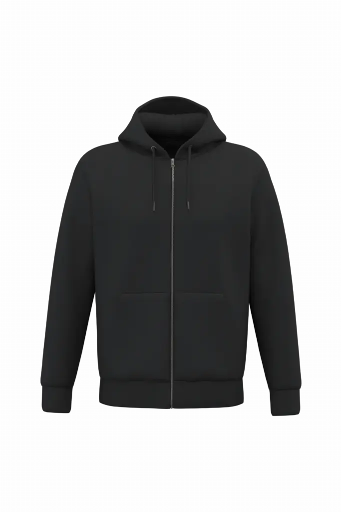 Ecologisch uniseks sweatvest met capuchon, black — productfoto 6