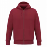 Ecologisch uniseks sweatvest met capuchon, hibiscus red — productfoto 7