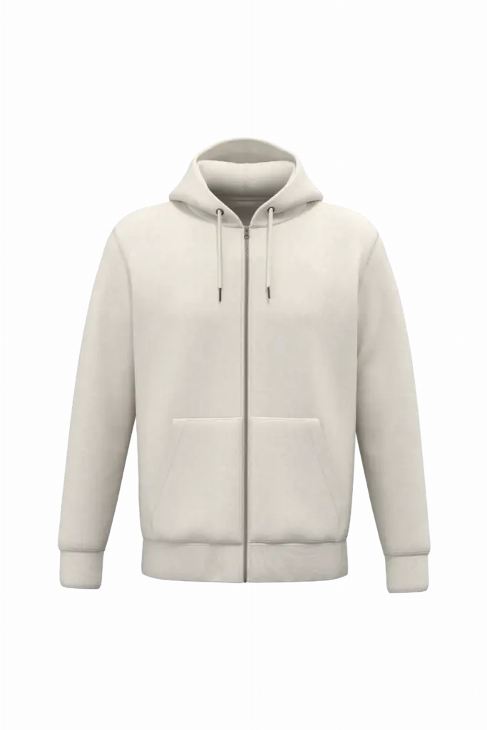 Ecologisch uniseks sweatvest met capuchon, ivory — productfoto 9