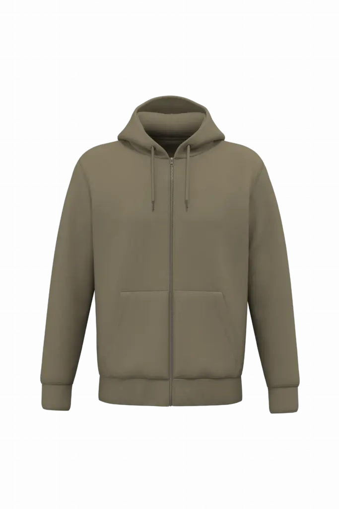 Ecologisch uniseks sweatvest met capuchon, light olive green — productfoto 10