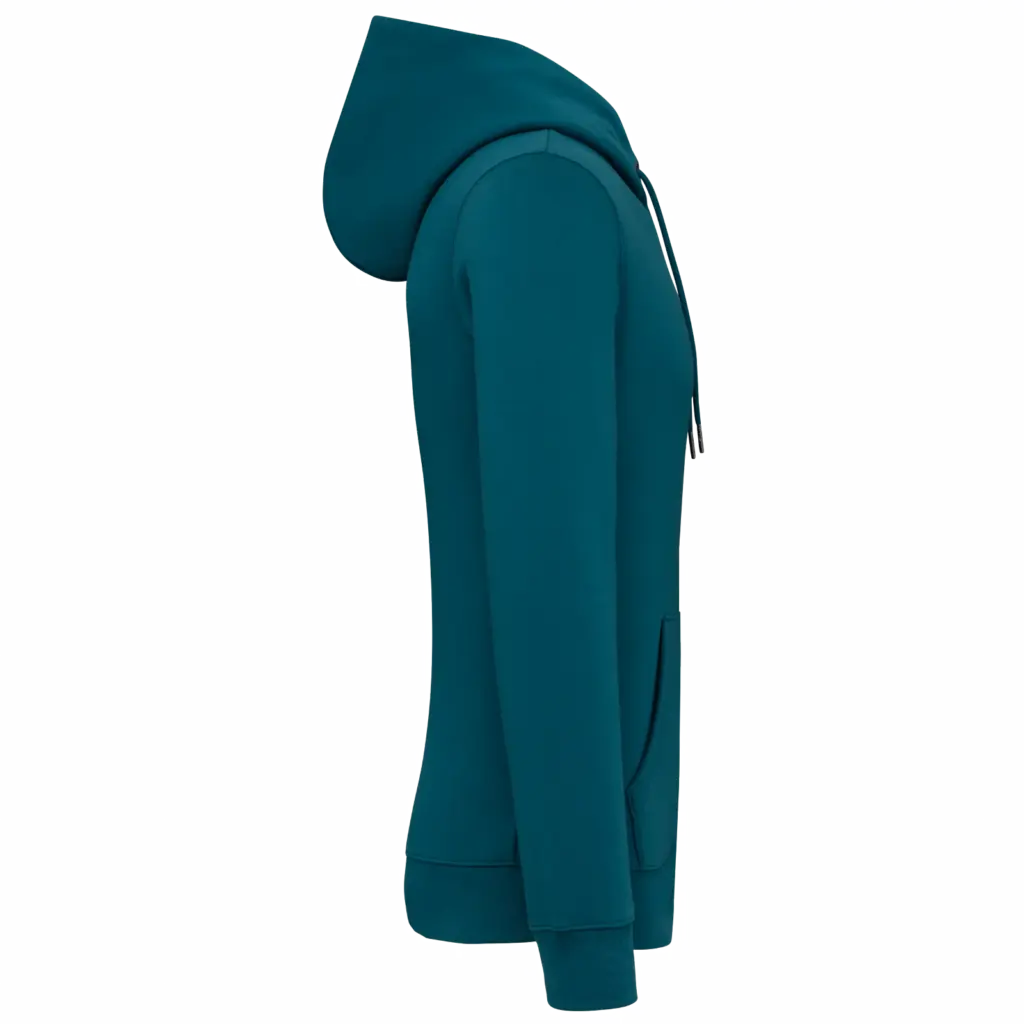 PS_NS402-S_PEACOCKGREEN - Hidalgo-werbeartikel Ecologisch uniseks sweatvest met capuchon, peacock green — productfoto 13