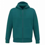 Ecologisch uniseks sweatvest met capuchon, peacock green — productfoto 14