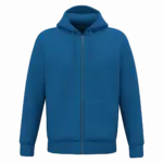 Ecologisch uniseks sweatvest met capuchon, sea blue — productfoto 15