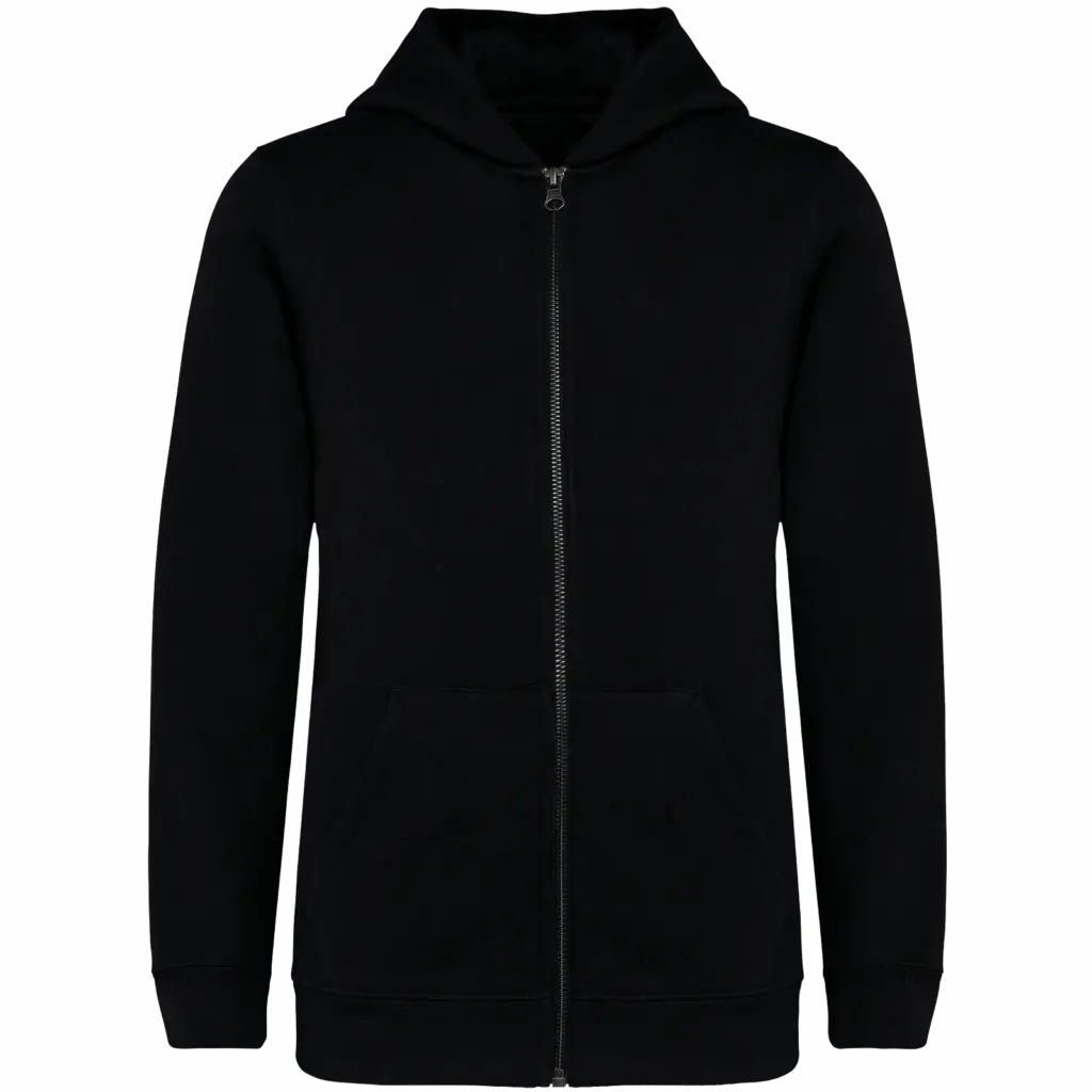 Ecologisch kindersweatvest met capuchon, black — productfoto 6
