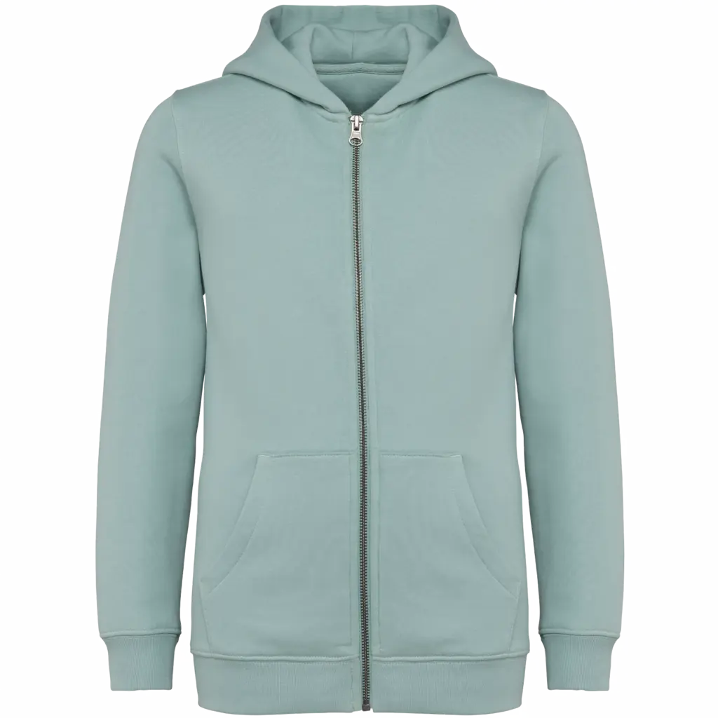 Ecologisch kindersweatvest met capuchon, jade green — productfoto 9