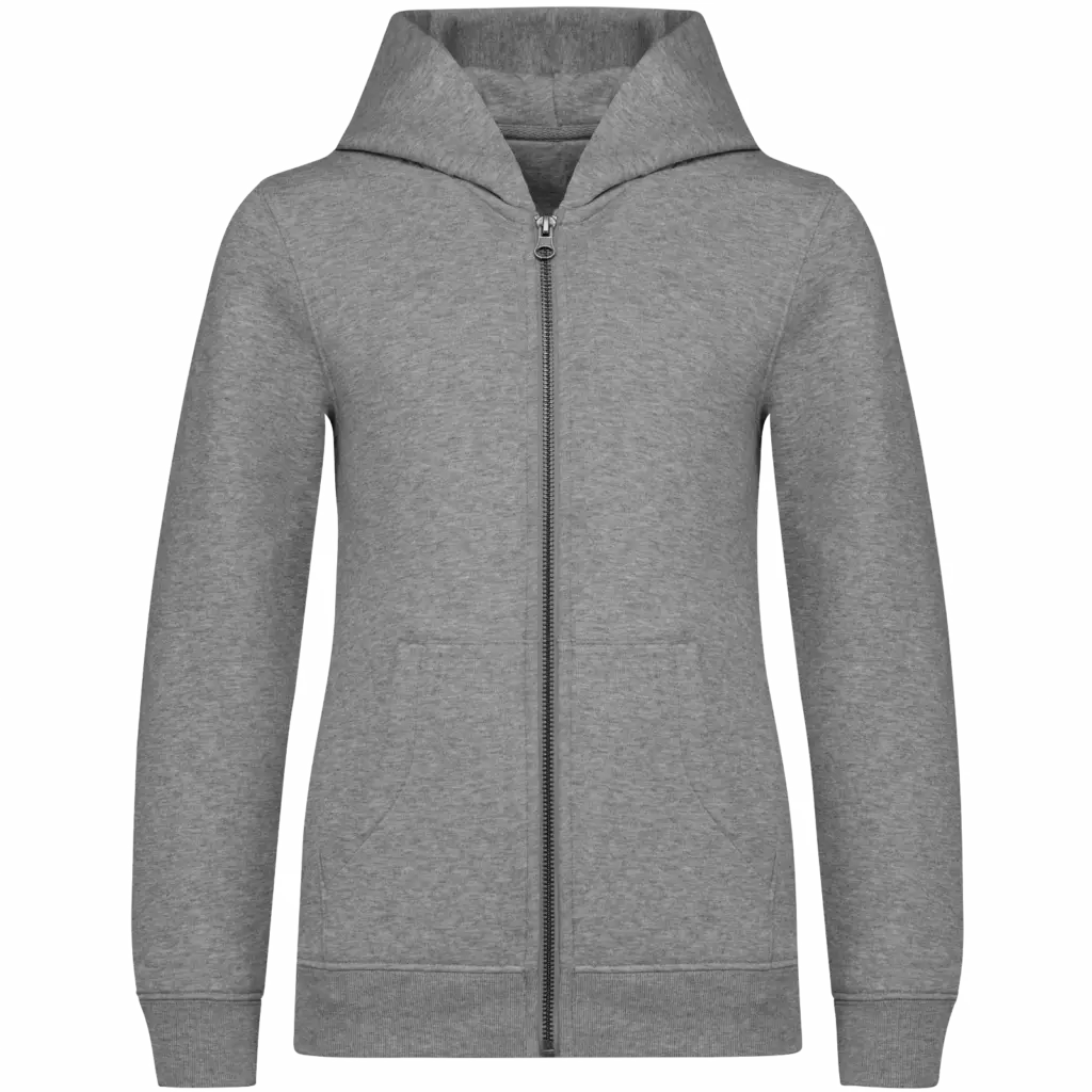 Ecologisch kindersweatvest met capuchon, moon grey heather — productfoto 10