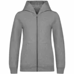 Ecologisch kindersweatvest met capuchon, moon grey heather — productfoto 10