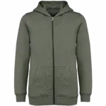 Ecologisch kindersweatvest met capuchon, organic khaki — productfoto 12