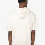Ecologische uniseks sweater met capuchon en korte verlaagde schouders French Terry — productfoto 4