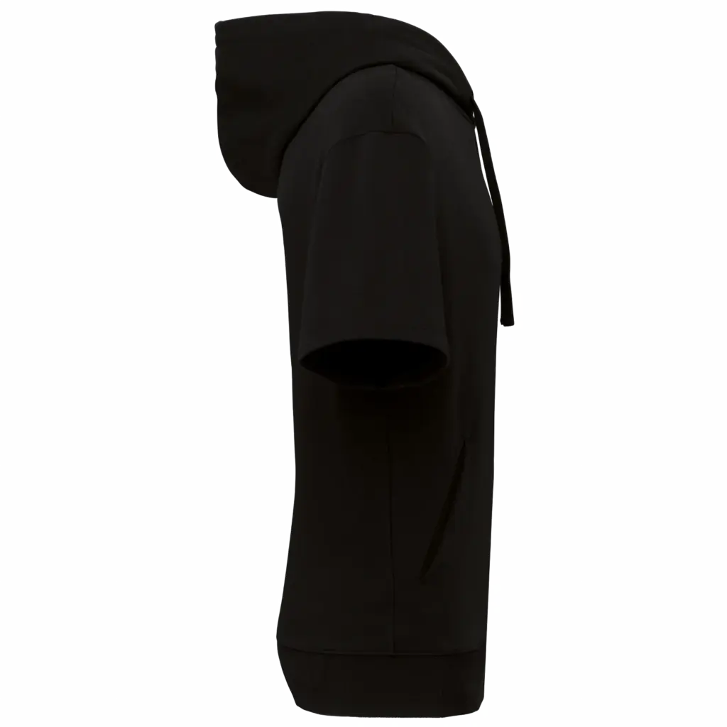 Ecologische uniseks sweater met capuchon en korte verlaagde schouders French Terry, black — productfoto 5