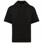 Ecologische uniseks sweater met capuchon en korte verlaagde schouders French Terry, black — productfoto 6