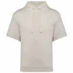 Ecologische uniseks sweater met capuchon en korte verlaagde schouders French Terry, ivory — productfoto 7