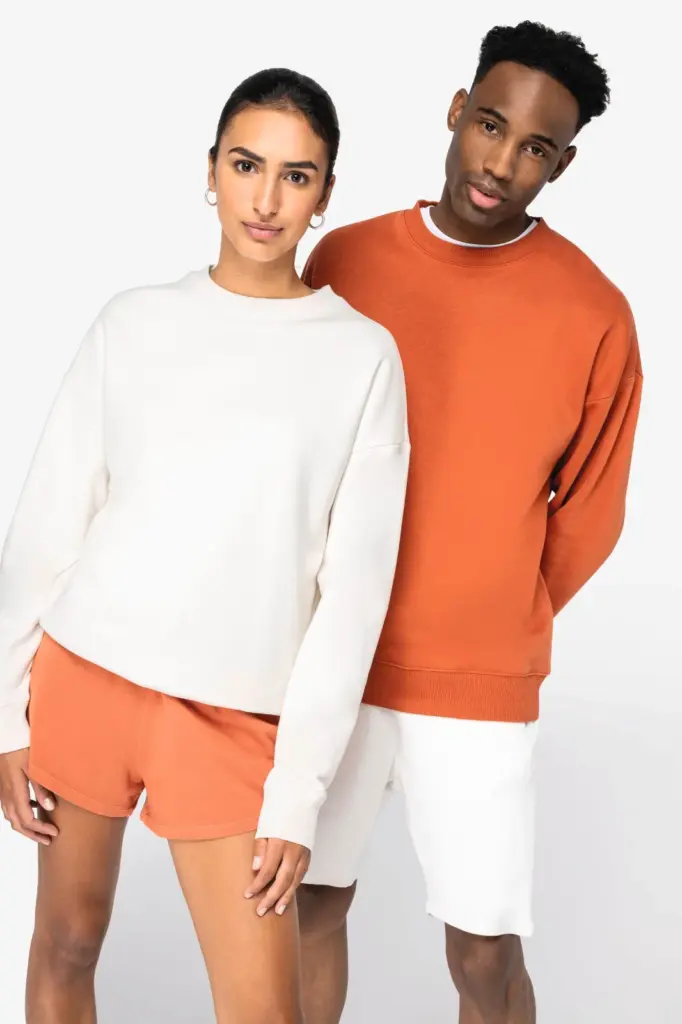 Ecologische oversized uniseks sweater met ronde hals — productfoto 3