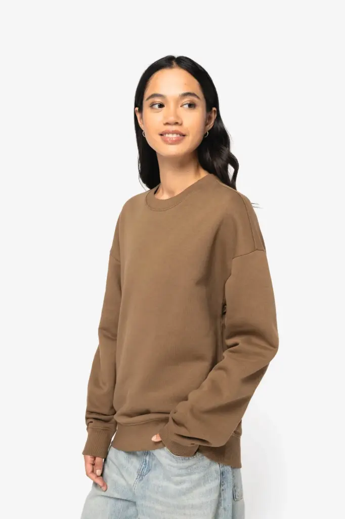 Ecologische oversized uniseks sweater met ronde hals — productfoto 4