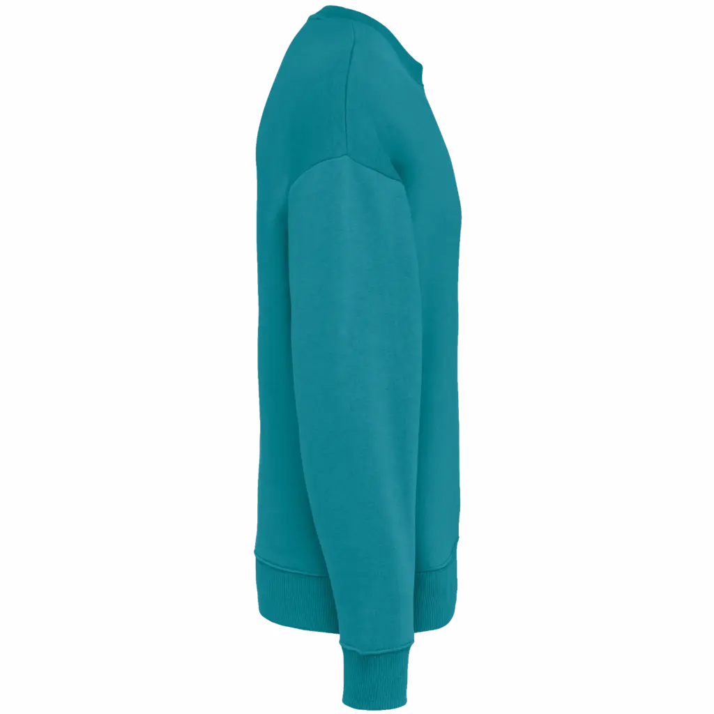 Ecologische oversized uniseks sweater met ronde hals, adriatic blue — productfoto 5