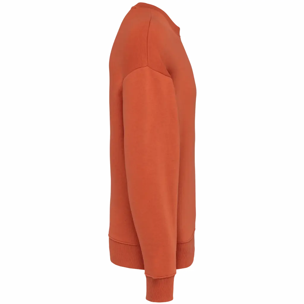 Ecologische oversized uniseks sweater met ronde hals, burnt brick — productfoto 9