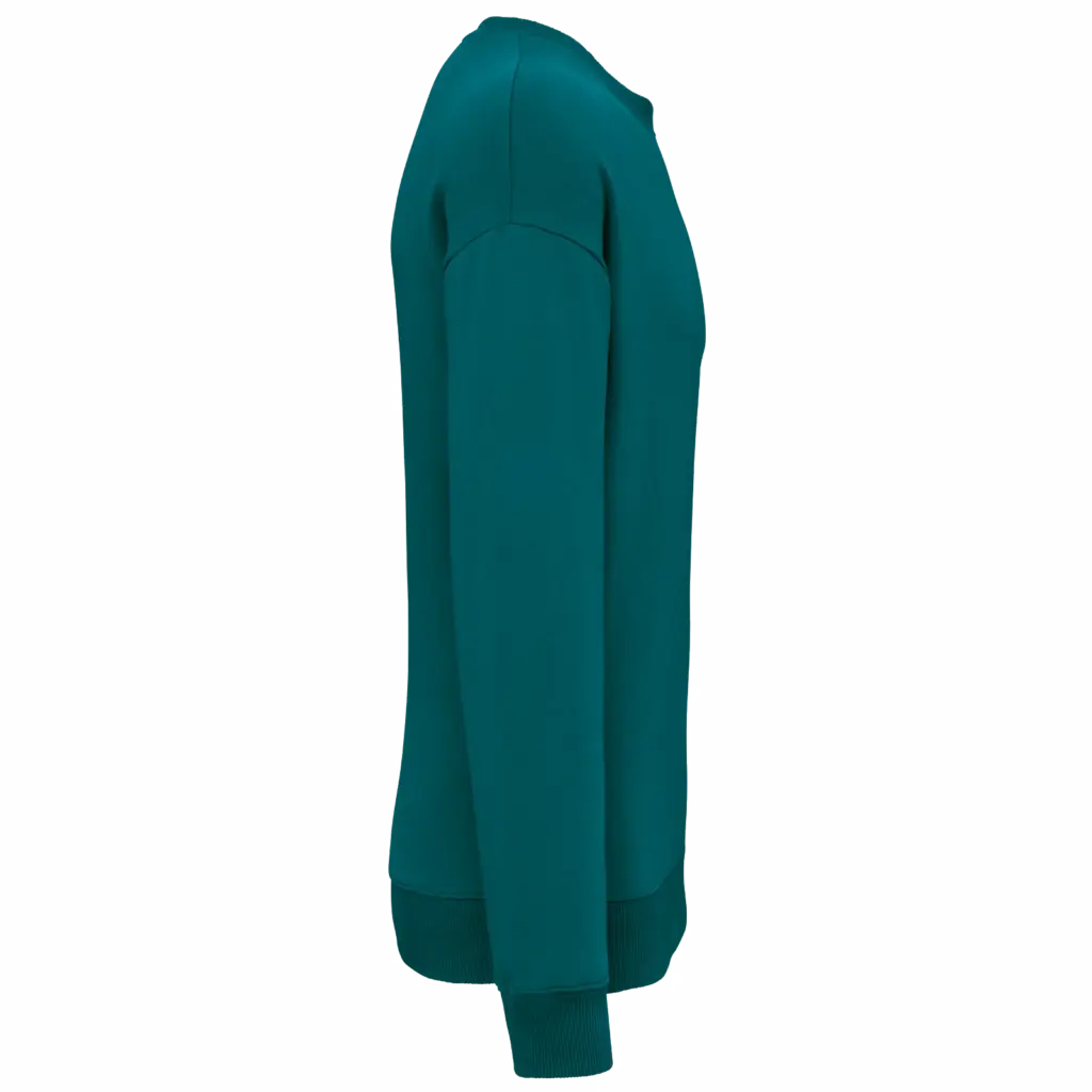 Ecologische oversized uniseks sweater met ronde hals, peacock green — productfoto 16
