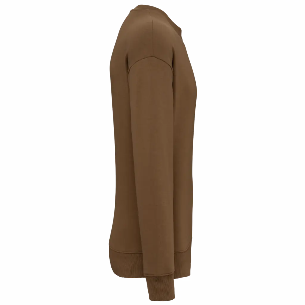 Ecologische oversized uniseks sweater met ronde hals, toffee — productfoto 18