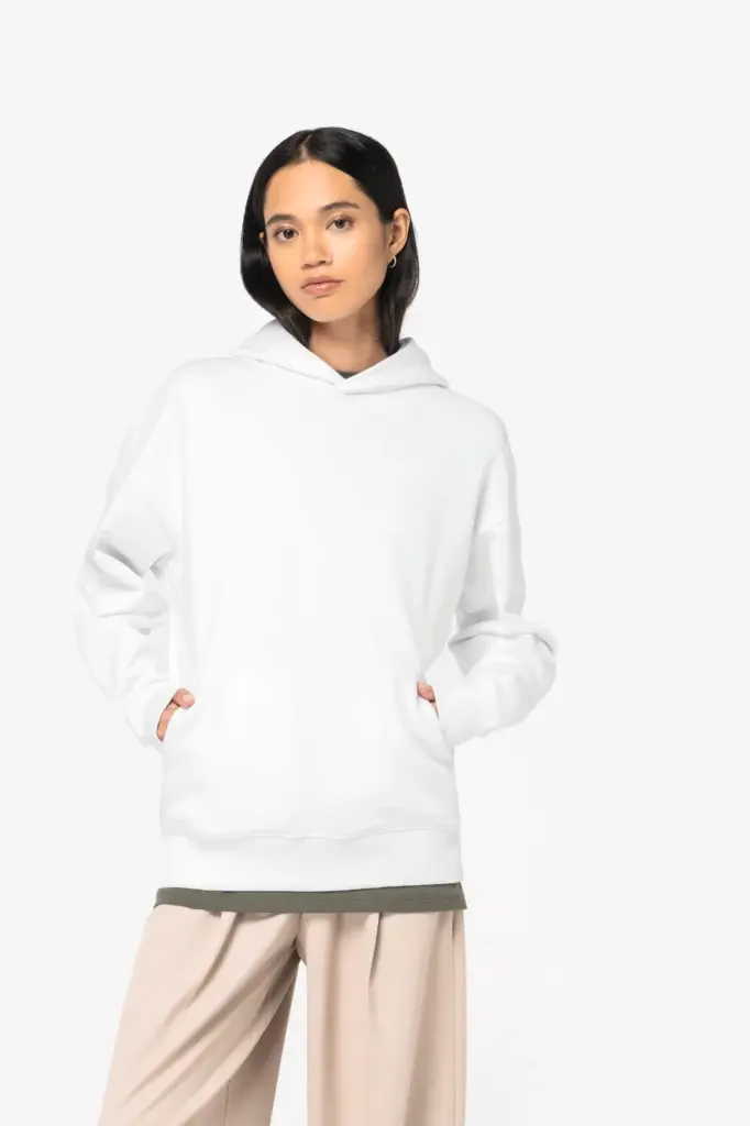 NS408-20_2025 - Hidalgo-werbeartikel Ecologische uniseks oversized sweater met capuchon — productfoto 4