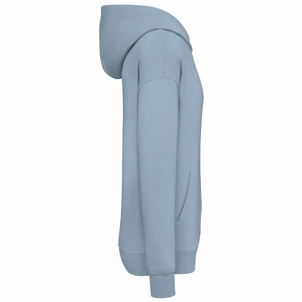 PS_NS408-S_AQUAMARINE - Hidalgo-werbeartikel Ecologische uniseks oversized sweater met capuchon, aquamarine — productfoto 6