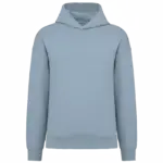 Ecologische uniseks oversized sweater met capuchon, aquamarine — productfoto 7