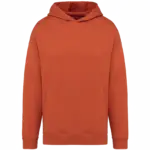 Ecologische uniseks oversized sweater met capuchon, burnt brick — productfoto 10