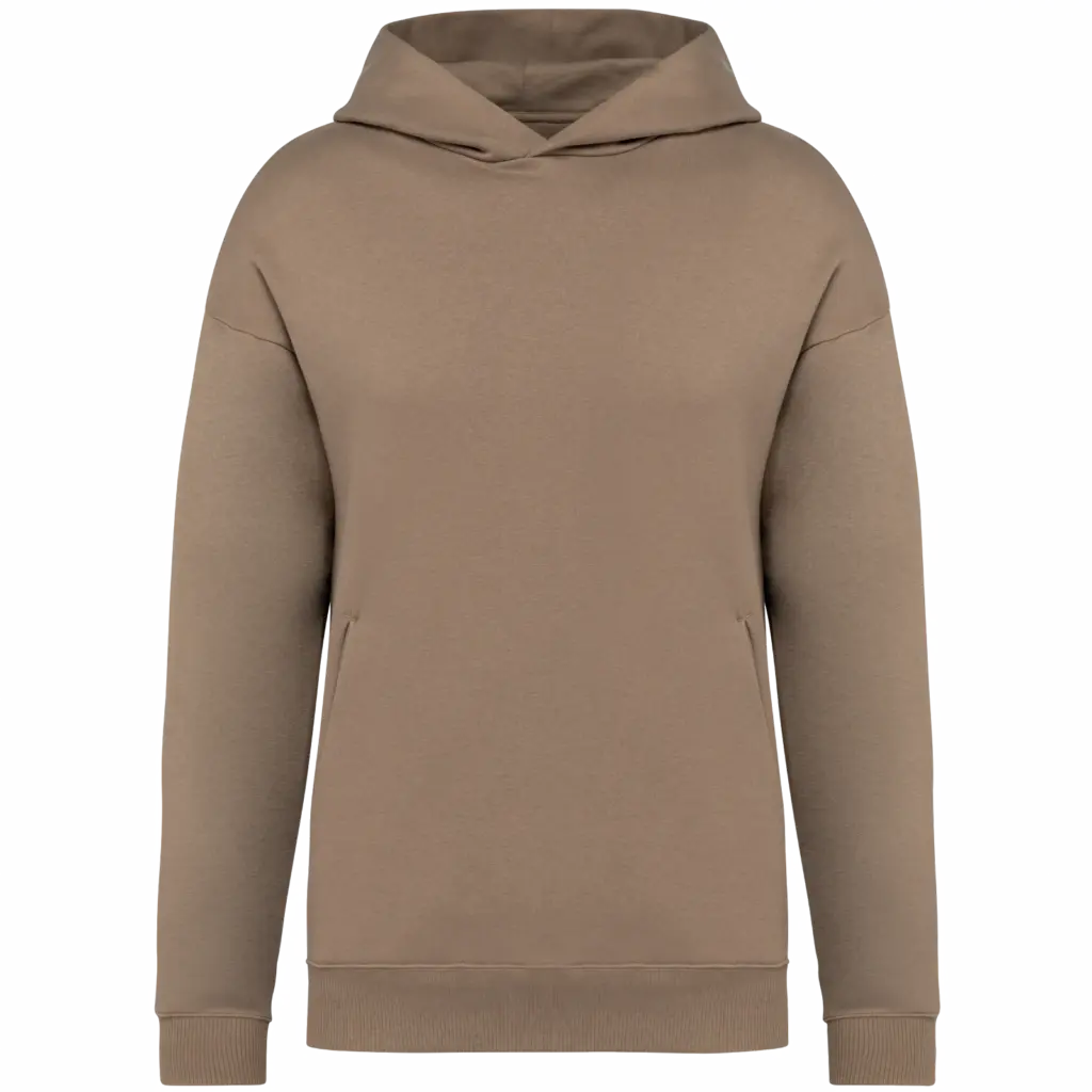 Ecologische uniseks oversized sweater met capuchon, driftwood — productfoto 11