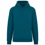 Ecologische uniseks oversized sweater met capuchon, peacock green — productfoto 17