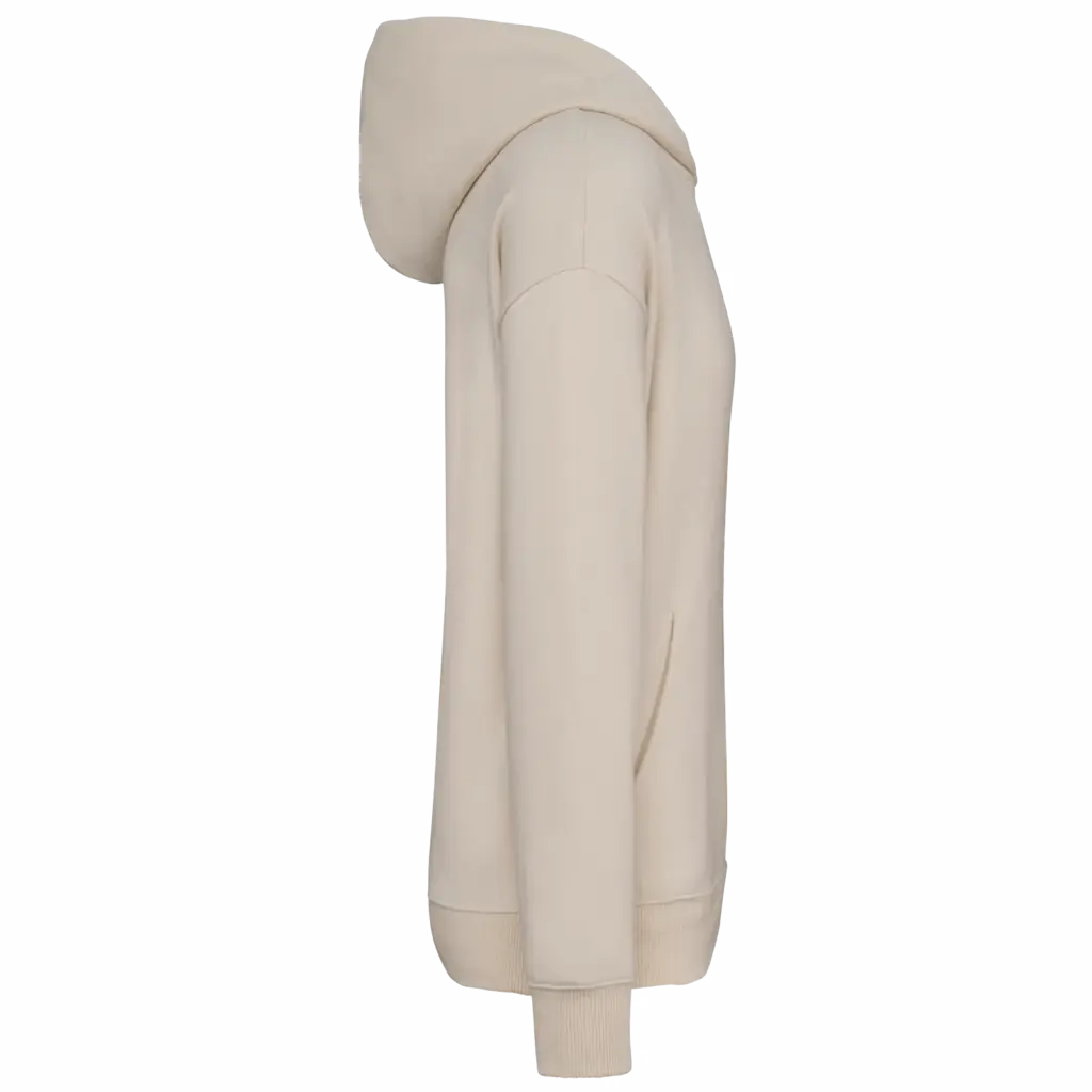 PS_NS408-S_RAWNATURAL - Hidalgo-werbeartikel Ecologische uniseks oversized sweater met capuchon, raw natural — productfoto 17