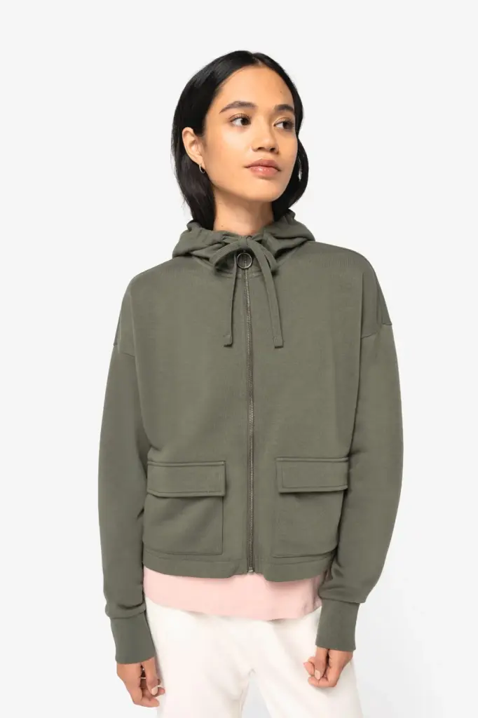 Ecologische sweatvest met capuchon French Terry