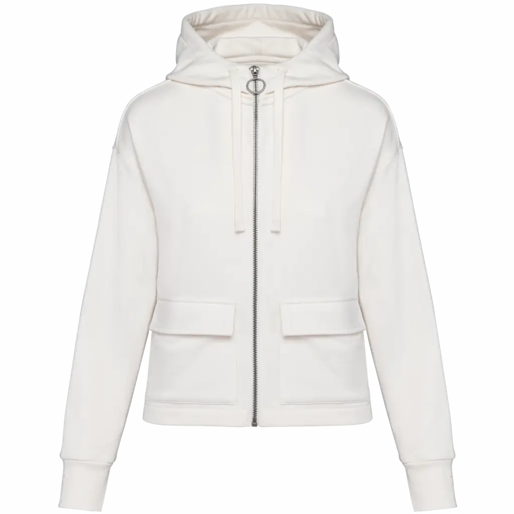 Ecologische sweatvest met capuchon French Terry, ivory — productfoto 7