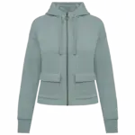 Ecologische sweatvest met capuchon French Terry, jade green — productfoto 8