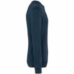Ecologische uniseks sweater met ronde hals French Terry, washed navy blue — productfoto 8