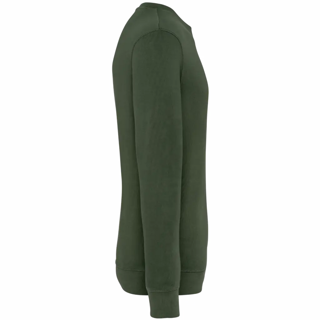 Ecologische uniseks sweater met ronde hals French Terry, washed organic khaki — productfoto 9