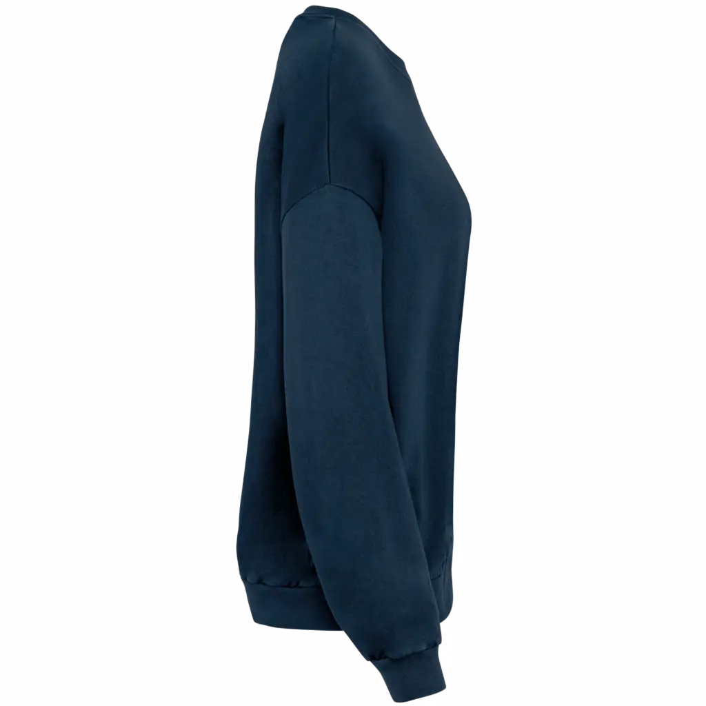 Ecologische oversized uniseks sweater French Terry, washed navy blue — productfoto 8