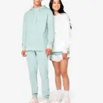 Ecologische uniseks sweater met capuchon French Terry — productfoto 2