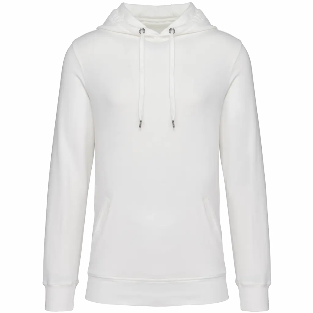 Ecologische uniseks sweater met capuchon French Terry, washed ivory — productfoto 7