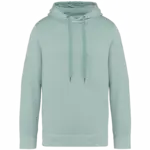 Ecologische uniseks sweater met capuchon French Terry, washed jade green — productfoto 8