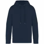 Ecologische uniseks sweater met capuchon French Terry, washed navy blue — productfoto 9