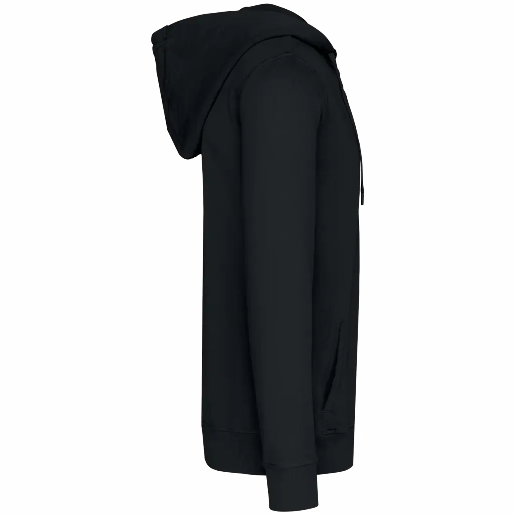 Ecologische uniseks sweater met rits en capuchon French Terry, washed black — productfoto 5
