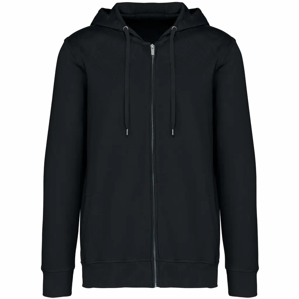 Ecologische uniseks sweater met rits en capuchon French Terry, washed black — productfoto 6