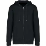 Ecologische uniseks sweater met rits en capuchon French Terry, washed black — productfoto 6