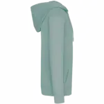 Ecologische uniseks sweater met rits en capuchon French Terry, washed jade green — productfoto 7